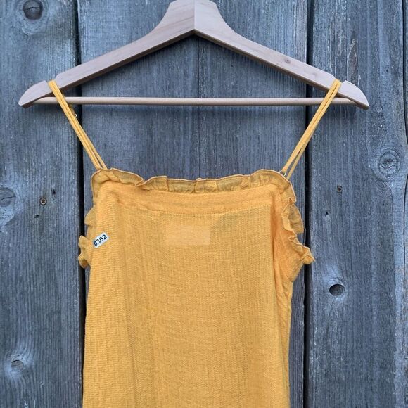 LISA MARIE FERNANDEZ Dress Sz 0 Orange Gauze Square Neck Mini Ruffled Spaghetti - Picture 9 of 13